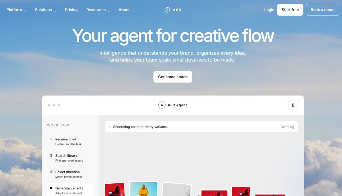 AER — Creative Workspace website screenshot