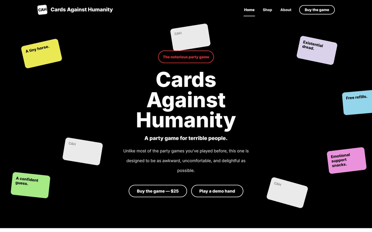 Cards Against Humanity website screenshot