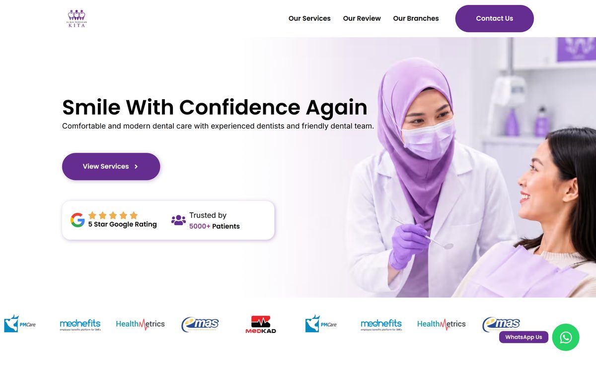 Klinik Pergigian Kita website screenshot
