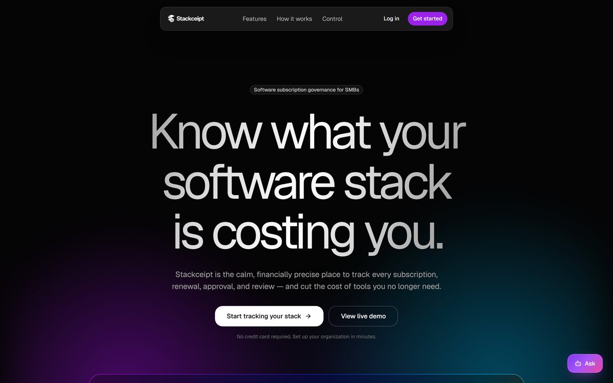 Stackceipt website screenshot